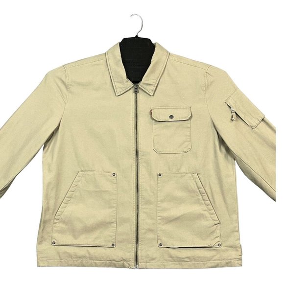 Levis Mens Full Zip Trucker Jacket Size 2XL Beige Canva Fabric Casual & Stylish - Picture 3 of 13